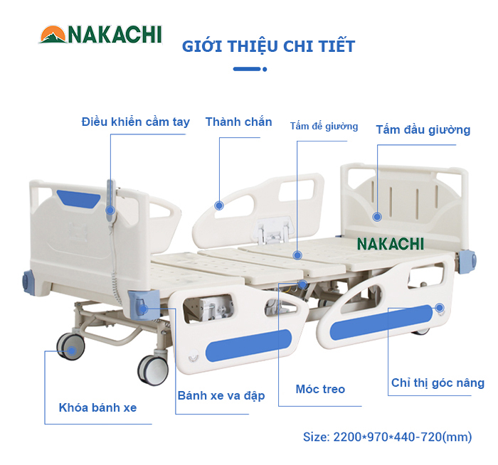 tổng thể Giường Y Tế Điện 5 Chức Năng NAKCHI NC-A15